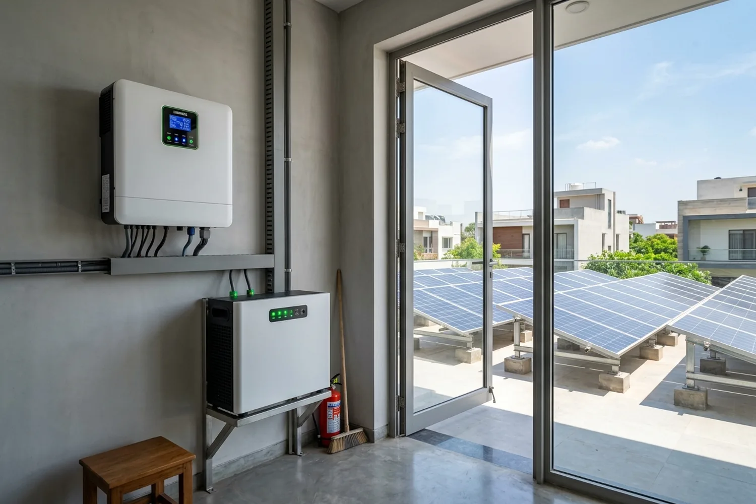 How a hybrid solar system with battery works